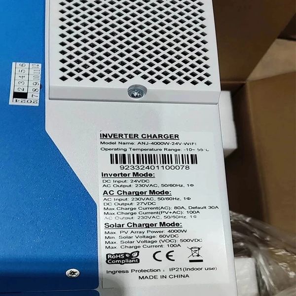 Комплект резервного питания 4кВт: инвертор Anenji ANJ-4000W 24V Wi-Fi + 2 аккумулятора LiFePO4 Redodo 12.8V 100Ач 1280 Wh 2798168792 фото
