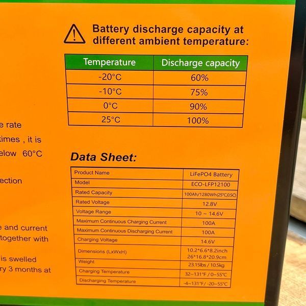 Акумулятор LiFePO4 12.8V 100Ah Eco-Worthy ECO-LFP12100 літій залізо фосфатний для сонячних систем ECO-LFP12100 фото