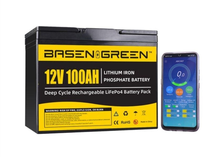 Акумулятор LiFePO4 універсальний Basen Green 12.8V 100Ah Bluetooth потужний для резервного живлення BG 12/100 bt фото