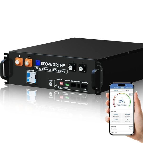Комплект резервного живлення 5кВт: інвертор Anenji ANJ-6200W 48V Wi-Fi 5кВт + акумулятор LiFePO4 Eco-Worthy 48V 100Ah 5120Wh 2827281906 фото