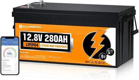 Акумулятор LiFePO4 Eco-Worthy 12.8V 280Ah Bluetooth 3584 Wh | BMS >6000 циклів, літій-залізо-фосфатна батарея ECO-12v280AhBT фото