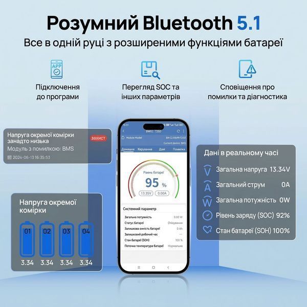 Акумулятор LiFePO4 Eco-Worthy 12.8V 280Ah (Bluetooth)  L13080202117-1  фото