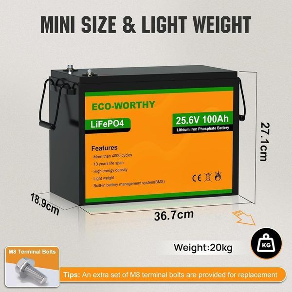 Аккумулятор LiFePO4 Eco-Worthy 25.6V 100Ah ECO-LFP2410002 ECO-LFP2410002 фото