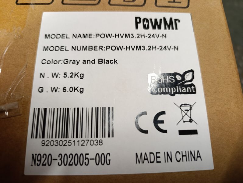 Гібридний інвертор сонячний PowMr 3200W 24V POW-HVM3.2H-24V-N чиста синусоїда 3кВт (Max CH 80A, AC 60) POW-HVM3.2H-24V-N фото