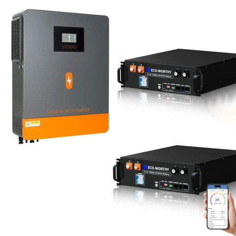 Комплект резервного живлення 10кВт: інвертор PowMr 10200W48V POW-HVM10.2M-48V + 2шт* акумулятора LiFePO4 Eco-Worthy 51.2V 100Ah POW-HVM10.2M+EcoWorth25x2 фото