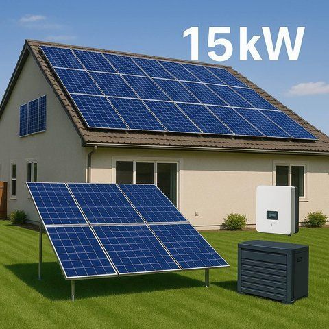 Комплект сонячної електростанції 15 кВт, гібридний інвертор 15 кВт DEYE SUN-15K-SG05LP3-EU-SM2 48V Wi-Fi + сонячна панель 620 Вт - 24 шт ZS-INV15K-P24 фото